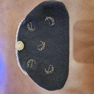 Elegant Black and Gold Beaded Clutch